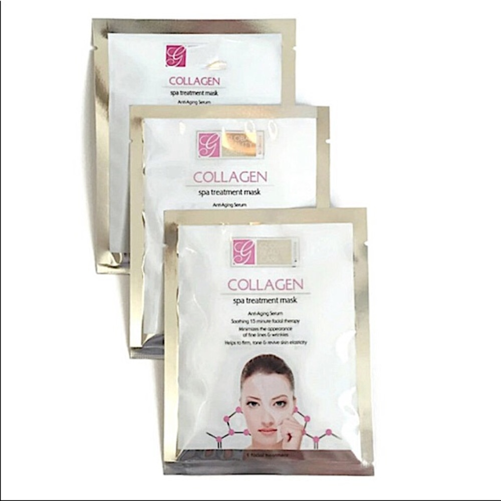 3 Global Beauty Care Collagen Spa Treatment Facial Sheet Masks